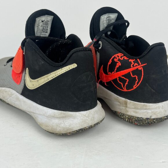 Nike Kids Sneaker Size 2 Gray Orange Black Fabric Flat Heel Round Toe Lace Up - Picture 3 of 6